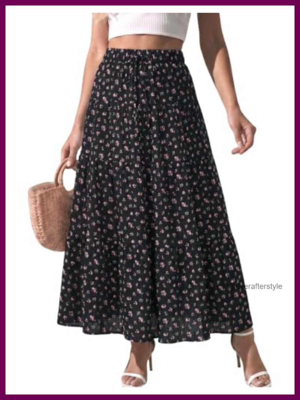 Women's Boho Flowy Maxi Skirt Tiered Ruffle High Waist A-Line Long Skirt